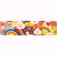 Rainbow Vintage Retro Style Kids Rainbow Vintage Retro Style Kid Funny Pattern With 80s Clouds Large Bar Mats by genx