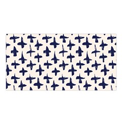 Pattern Ink Blue Navy Crosses Grunge Flesh And Navy Pattern Ink Crosses Grunge Flesh Beige Background Satin Shawl by genx