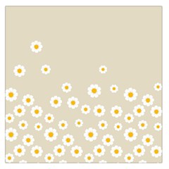 White Daisies Flower Pattern On Vintage Pastel Beige Background Retro Style Large Satin Scarf (square) by genx