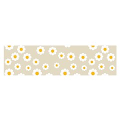 White Daisies Flower Pattern On Vintage Pastel Beige Background Retro Style Satin Scarf (oblong) by genx