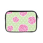 Roses flowers pink and pastel lime green pattern with retro dots Apple iPad Mini Zipper Cases Front