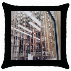 Chicago L Morning Commute Throw Pillow Case (black) by Riverwoman