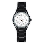 Organic Olive Leaves Pattern Hand drawn Black and white Stainless Steel Round Watch Front