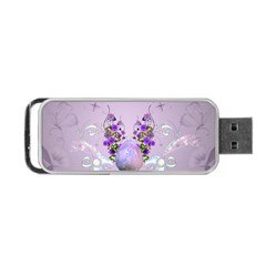 Happy Easter, Easter Egg With Flowers In Soft Violet Colors Portable Usb Flash (one Side) by FantasyWorld7