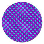 Turquoise Stars Pattern On Purple Magnet 5  (Round) Front