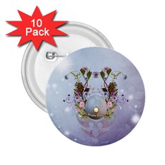 Easter Egg With Flowers 2 25  Buttons (10 Pack)  by FantasyWorld7