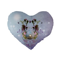 Easter Egg With Flowers Standard 16  Premium Heart Shape Cushions by FantasyWorld7