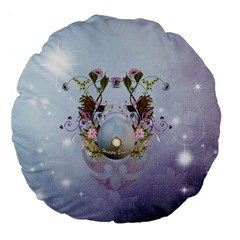 Easter Egg With Flowers Large 18  Premium Flano Round Cushions by FantasyWorld7
