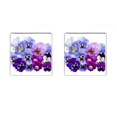 Pansy Isolated Violet Nature Cufflinks (square) by Pakrebo