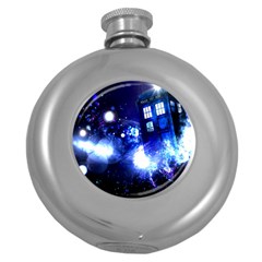 Tardis Background Space Round Hip Flask (5 Oz) by Sudhe