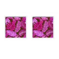 Tropical Pink Leaves Cufflinks (square) by snowwhitegirl