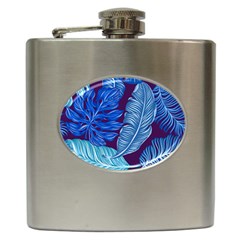 Tropical Blue Leaves Hip Flask (6 Oz) by snowwhitegirl