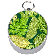 Tropical Green Leaves Silver Compasses by snowwhitegirl