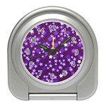 Textile Cross Pattern Square Travel Alarm Clock Front