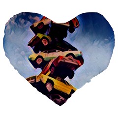 Pretty Colors Cars Large 19  Premium Heart Shape Cushions by StarvingArtisan