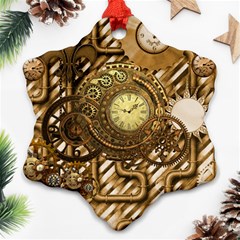 Wonderful Steampunk Design, Awesome Clockwork Snowflake Ornament (two Sides) by FantasyWorld7