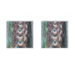 Peacock Bird Pattern Cufflinks (Square) Front(Pair)