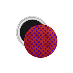 Purple Stars Pattern On Orange 1 75  Magnets by BrightVibesDesign