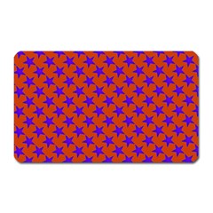 Purple Stars Pattern On Orange Magnet (rectangular) by BrightVibesDesign