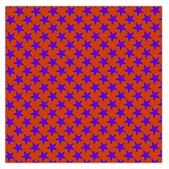 Purple Stars Pattern On Orange Large Satin Scarf (square) by BrightVibesDesign