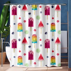Popsicle Juice Watercolor With Fruit Berries And Cherries Summer Pattern Shower Curtain 60  X 72  (medium)  by genx