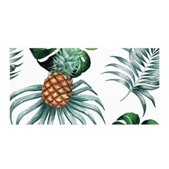 Pineapple Tropical Jungle Giant Green Leaf Watercolor Pattern Satin Wrap by genx