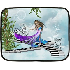 Cute Fairy Dancing On A Piano Fleece Blanket (mini) by FantasyWorld7