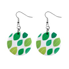 Leaves Green Modern Pattern Naive Retro Leaf Organic Mini Button Earrings by genx