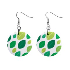 Leaves Green Modern Pattern Naive Retro Leaf Organic Mini Button Earrings by genx