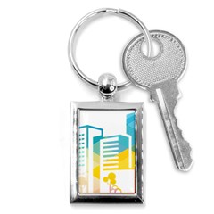 Silhouette Cityscape Building Icon Color City Key Chains (rectangle)  by Sudhe