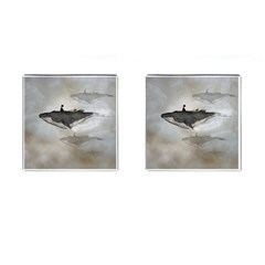 Awesome Fantasy Whale With Women In The Sky Cufflinks (square) by FantasyWorld7