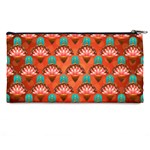 Background Floral Pattern Red Pencil Cases Back