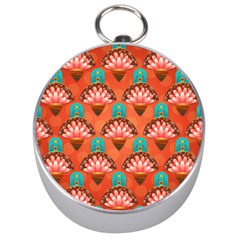 Background Floral Pattern Red Silver Compasses by HermanTelo