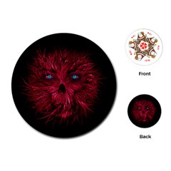 Monster Red Eyes Aggressive Fangs Ghost Playing Cards (round) by HermanTelo