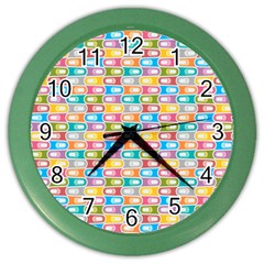 Seamless Pattern Background Abstract Rainbow Color Wall Clock by HermanTelo