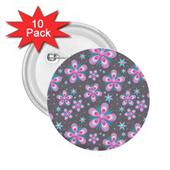 Seamless Pattern Flowers Pink 2 25  Buttons (10 Pack)  by HermanTelo