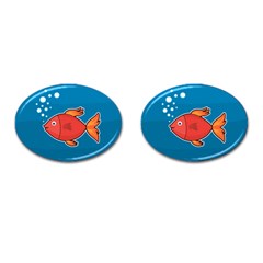 Sketch Nature Water Fish Cute Cufflinks (oval) by HermanTelo