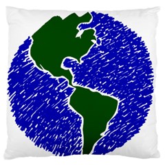 Globe Drawing Earth Ocean Large Flano Cushion Case (one Side) by HermanTelo