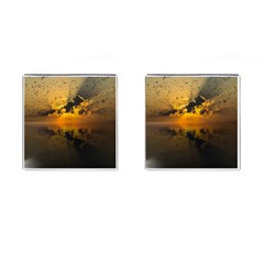 Sunset Reflection Birds Clouds Sky Cufflinks (square) by HermanTelo