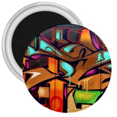 Graffiti Mural Street Art Wall Art 3  Magnets by Pakrebo