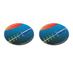 Rocket Spaceship Space Galaxy Cufflinks (oval) by HermanTelo