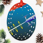 Rocket Spaceship Space Galaxy Oval Filigree Ornament (Two Sides) Back