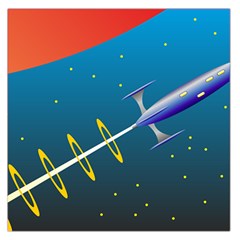 Rocket Spaceship Space Galaxy Large Satin Scarf (square) by HermanTelo