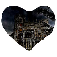 Castle Mansion Architecture House Large 19  Premium Heart Shape Cushions by Pakrebo
