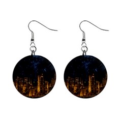 Architecture Buildings City Mini Button Earrings by Pakrebo