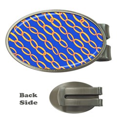Blue Abstract Links Background Money Clips (oval)  by HermanTelo