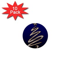 Christmas Tree Grey Blue 1  Mini Buttons (10 Pack)  by HermanTelo