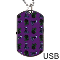 Gothic Girl Rose Purple Pattern Dog Tag Usb Flash (one Side) by snowwhitegirl