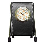 Stamping Pattern Yellow Pen Holder Desk Clock Front