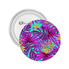 Tropical Greens Pink Leaves 2 25  Buttons by HermanTelo